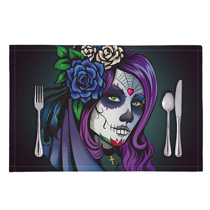 Calavera Girl Dia De Los Muertos Print Placemat