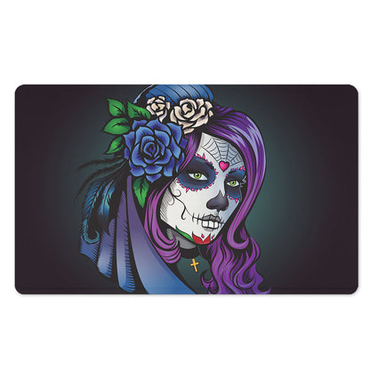 Calavera Girl Dia De Los Muertos Print Polyester Doormat