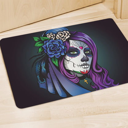 Calavera Girl Dia De Los Muertos Print Polyester Doormat