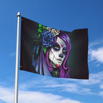 Calavera Girl Dia De Los Muertos Print Polyester Flag