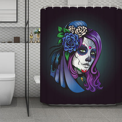 Calavera Girl Dia De Los Muertos Print Polyester Shower Curtain