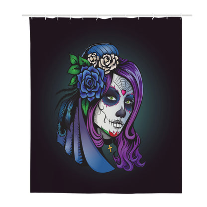 Calavera Girl Dia De Los Muertos Print Polyester Shower Curtain