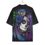 Calavera Girl Dia De Los Muertos Print Rayon Hawaiian Shirt