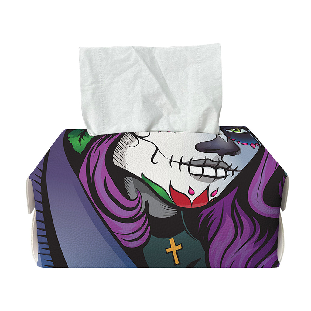 Calavera Girl Dia De Los Muertos Print Rectangle Tissue Box Cover