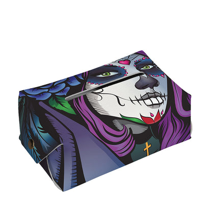 Calavera Girl Dia De Los Muertos Print Rectangle Tissue Box Cover