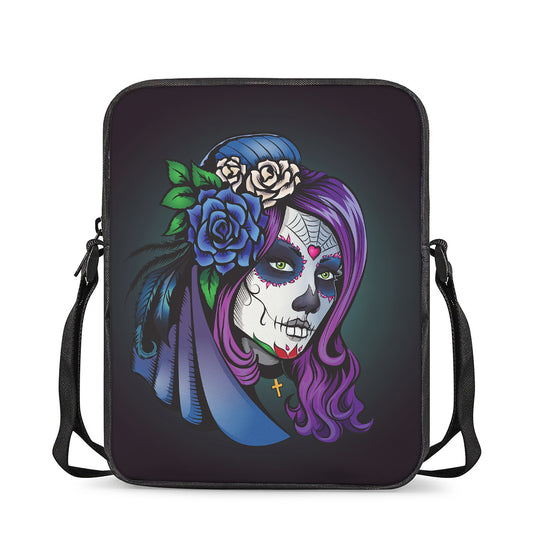 Calavera Girl Dia De Los Muertos Print Rectangular Crossbody Bag