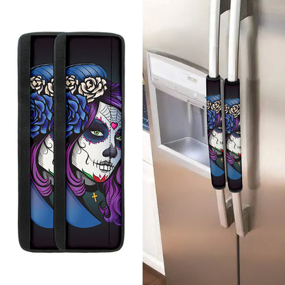 Calavera Girl Dia De Los Muertos Print Refrigerator Handle Covers