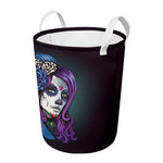 Calavera Girl Dia De Los Muertos Print Round Laundry Basket