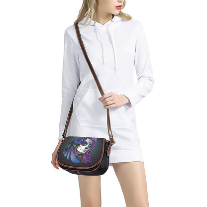 Calavera Girl Dia De Los Muertos Print Saddle Bag
