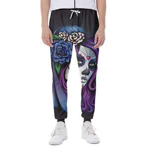 Calavera Girl Dia De Los Muertos Print Scuba Joggers