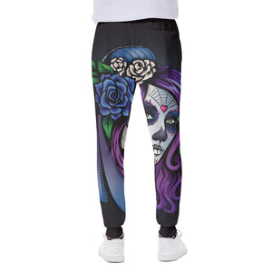 Calavera Girl Dia De Los Muertos Print Scuba Joggers