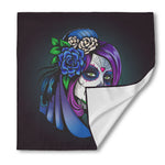 Calavera Girl Dia De Los Muertos Print Silk Bandana
