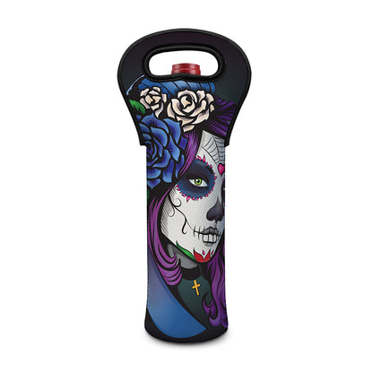 Calavera Girl Dia De Los Muertos Print Single Neoprene Wine Tote