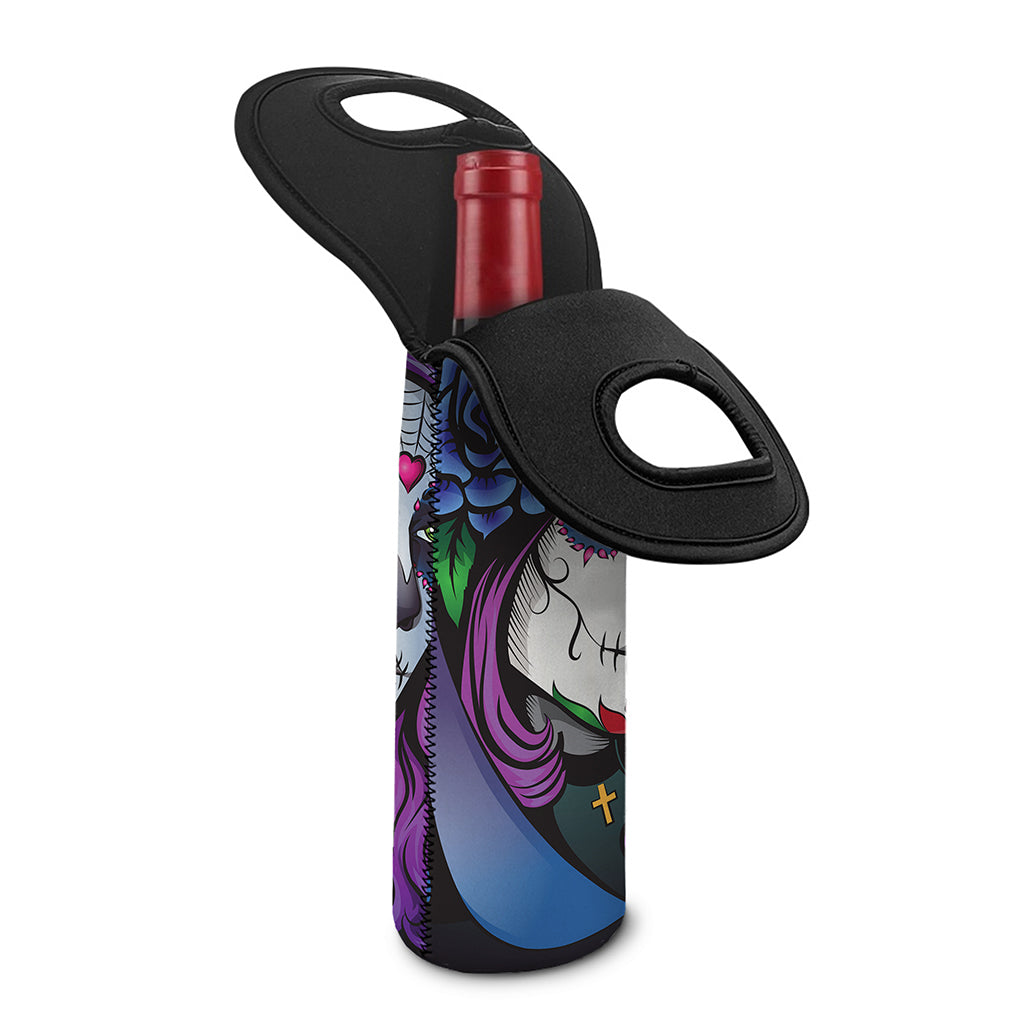 Calavera Girl Dia De Los Muertos Print Single Neoprene Wine Tote