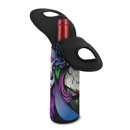 Calavera Girl Dia De Los Muertos Print Single Neoprene Wine Tote