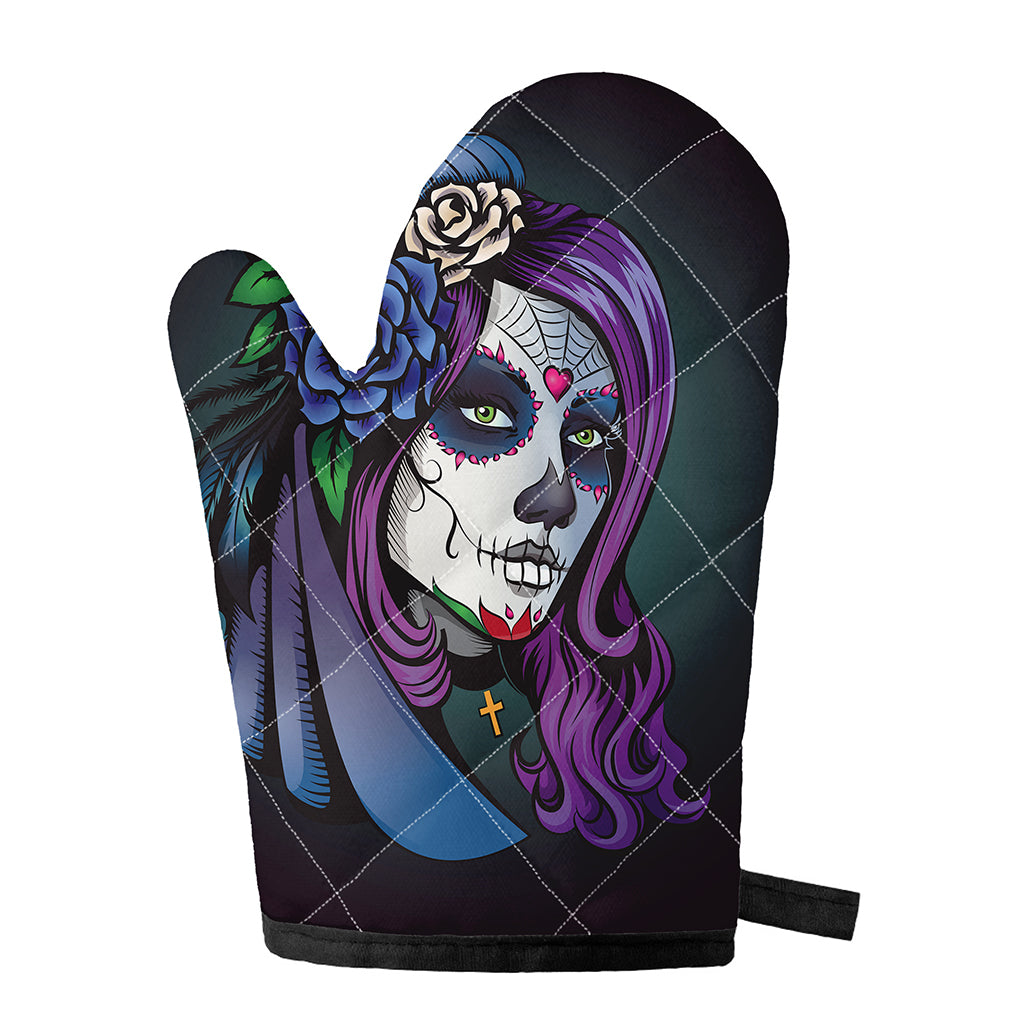 Calavera Girl Dia De Los Muertos Print Single Oven Mitt