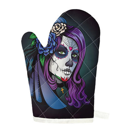 Calavera Girl Dia De Los Muertos Print Single Oven Mitt