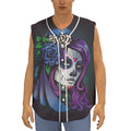 Calavera Girl Dia De Los Muertos Print Sleeveless Baseball Jersey