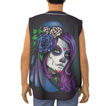 Calavera Girl Dia De Los Muertos Print Sleeveless Baseball Jersey