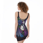 Calavera Girl Dia De Los Muertos Print Sleeveless Bodycon Dress