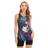 Calavera Girl Dia De Los Muertos Print Sleeveless One Piece Swimsuit