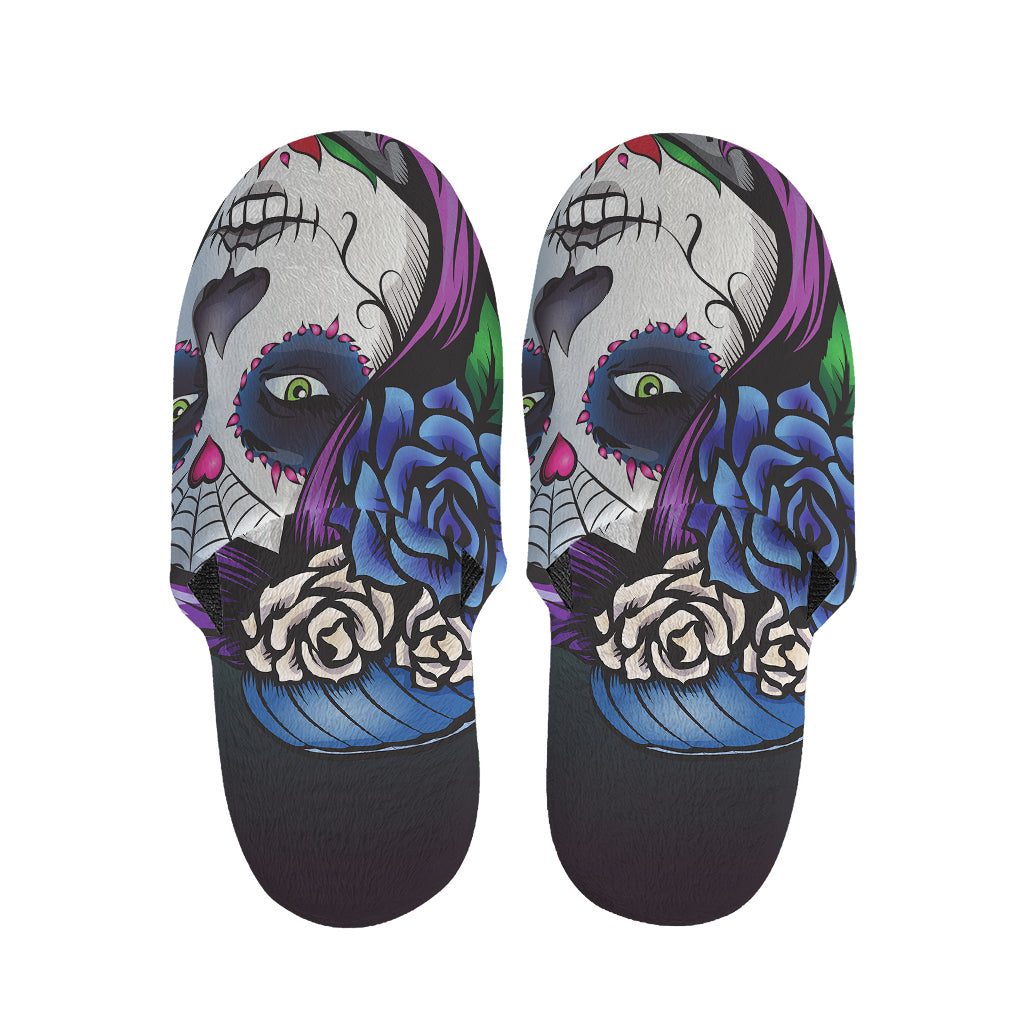Calavera Girl Dia De Los Muertos Print Slippers