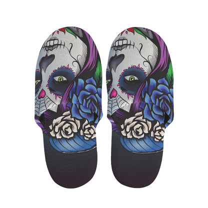 Calavera Girl Dia De Los Muertos Print Slippers