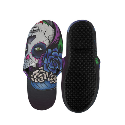 Calavera Girl Dia De Los Muertos Print Slippers