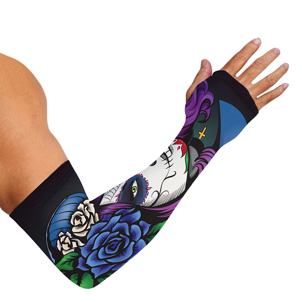Calavera Girl Dia De Los Muertos Print Sun Protection Arm Sleeves