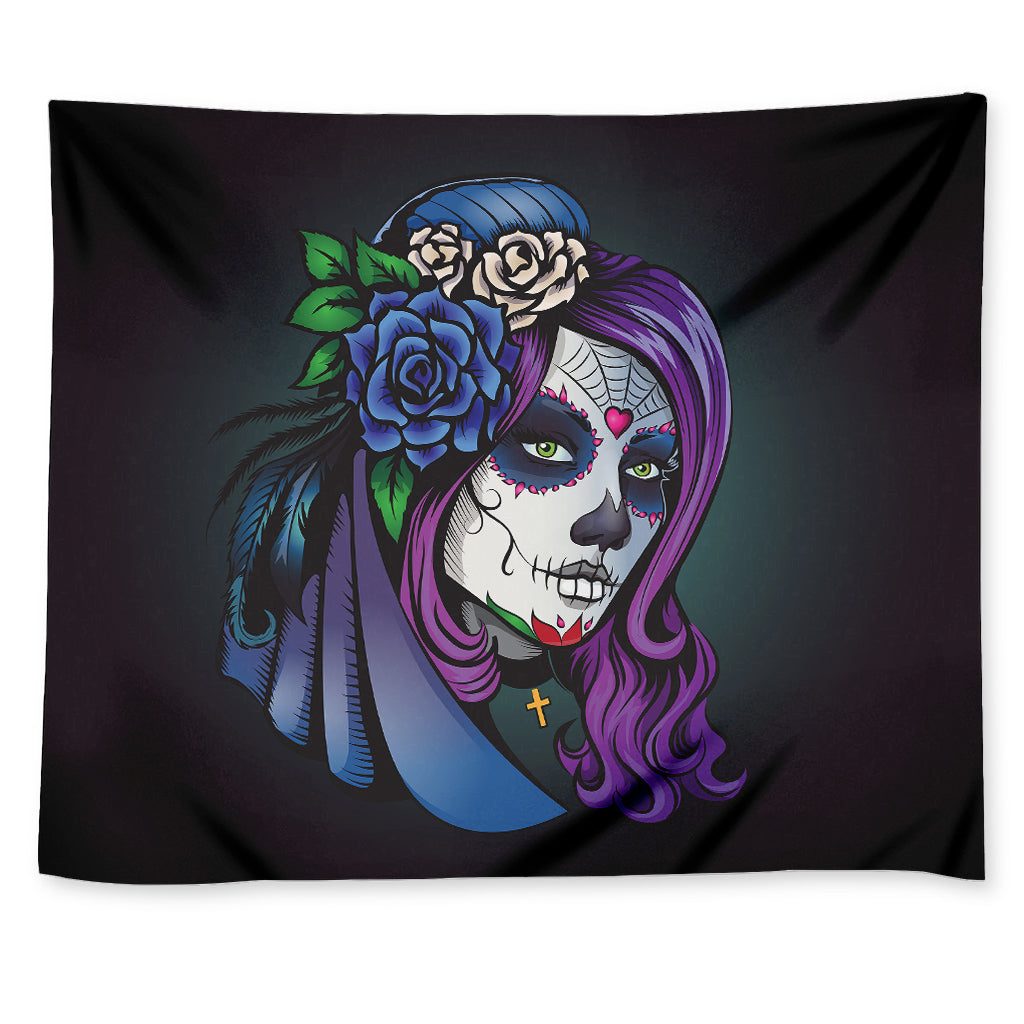 Calavera Girl Dia De Los Muertos Print Tapestry