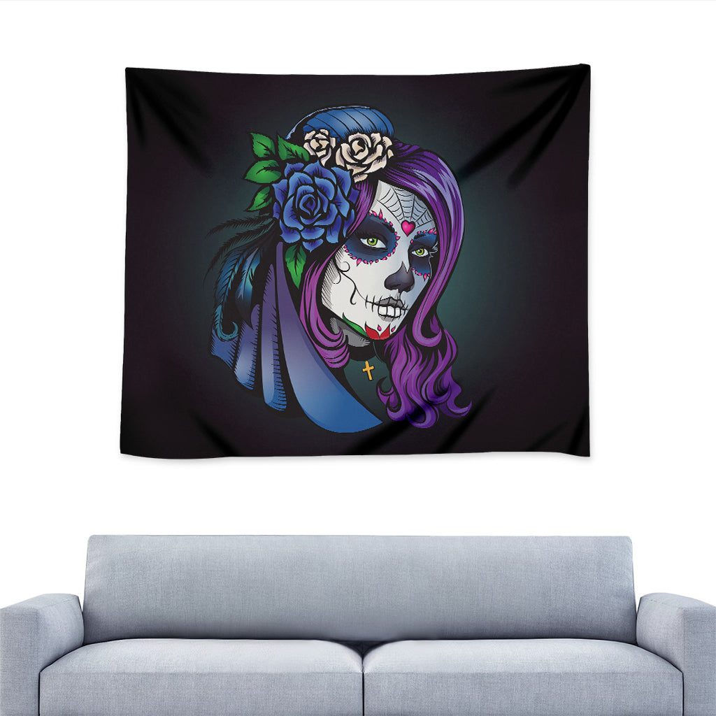 Calavera Girl Dia De Los Muertos Print Tapestry