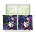 Calavera Girl Dia De Los Muertos Print Tier Curtains