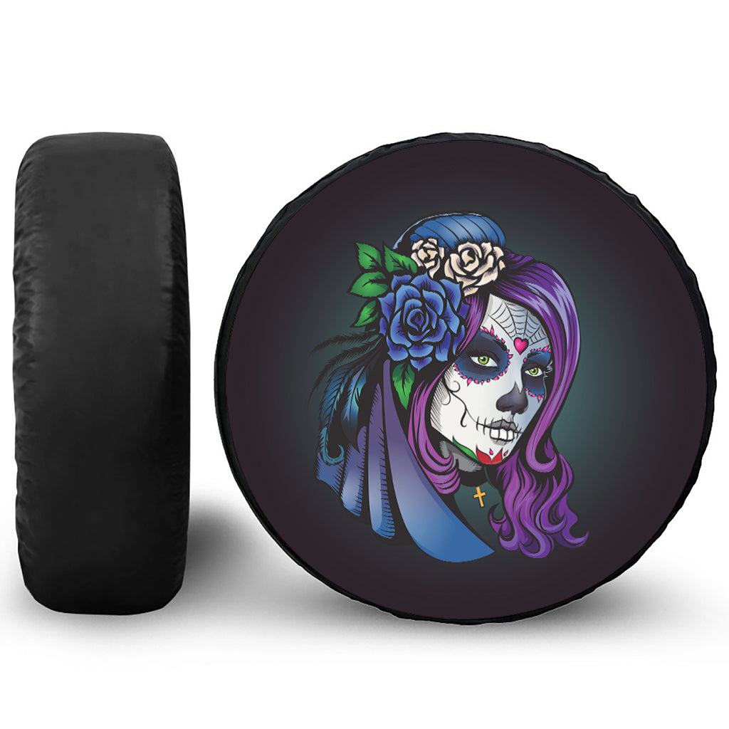 Calavera Girl Dia De Los Muertos Print Tire Cover