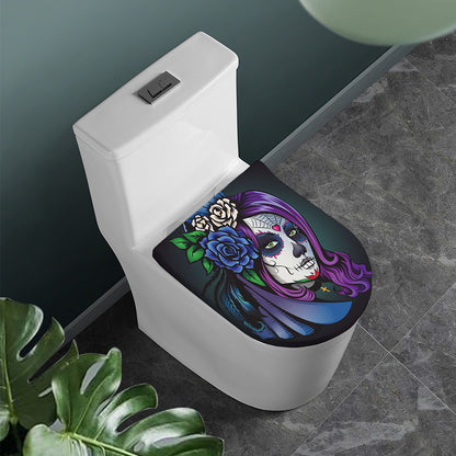 Calavera Girl Dia De Los Muertos Print Toilet Lid Cover