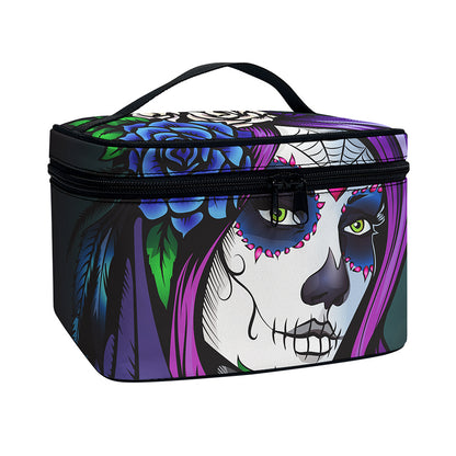 Calavera Girl Dia De Los Muertos Print Travel Makeup Bag