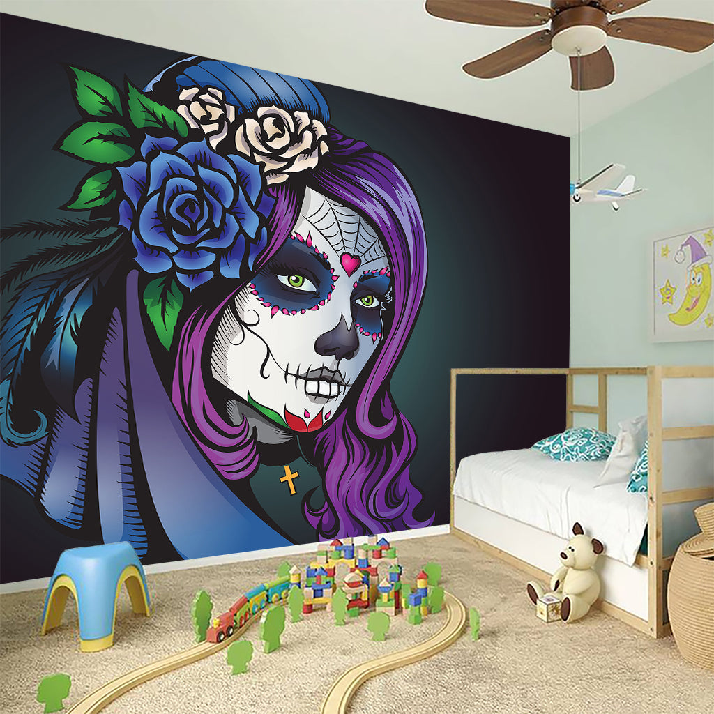 Calavera Girl Dia De Los Muertos Print Wall Sticker