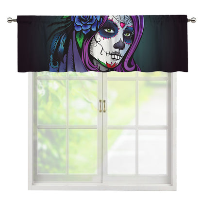 Calavera Girl Dia De Los Muertos Print Window Valance