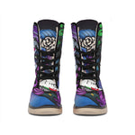 Calavera Girl Dia De Los Muertos Print Winter Boots