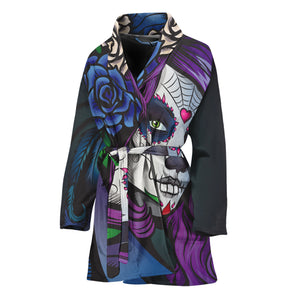 Calavera Girl Dia De Los Muertos Print Women's Bathrobe