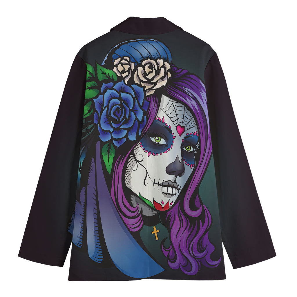 Calavera Girl Dia De Los Muertos Print Women's Blazer