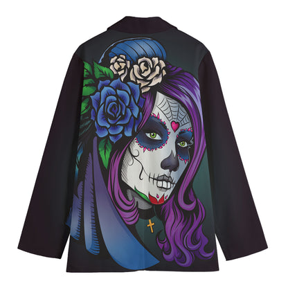 Calavera Girl Dia De Los Muertos Print Women's Blazer