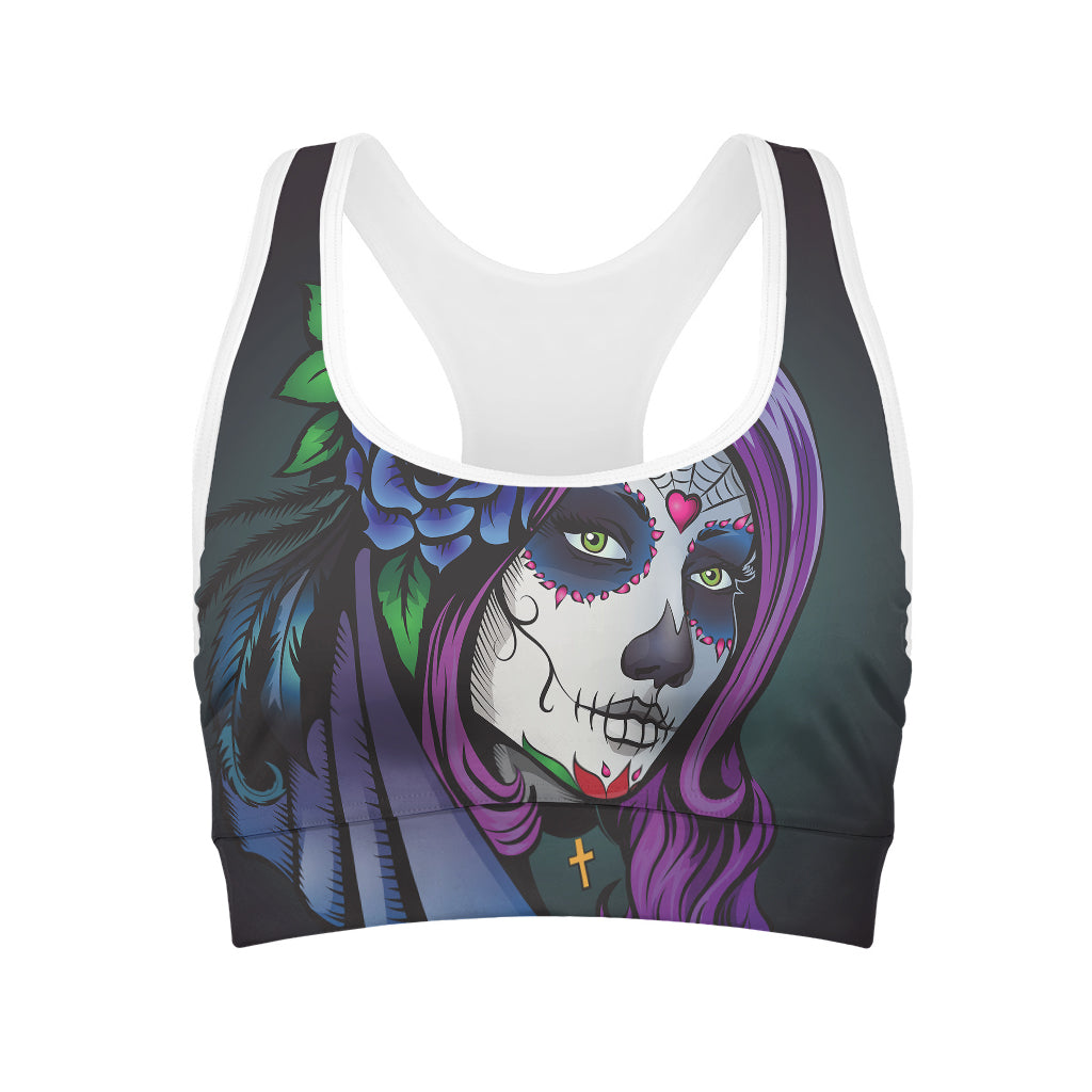 Calavera Girl Dia De Los Muertos Print Women's Sports Bra