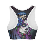 Calavera Girl Dia De Los Muertos Print Women's Sports Bra