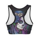 Calavera Girl Dia De Los Muertos Print Women's Sports Bra