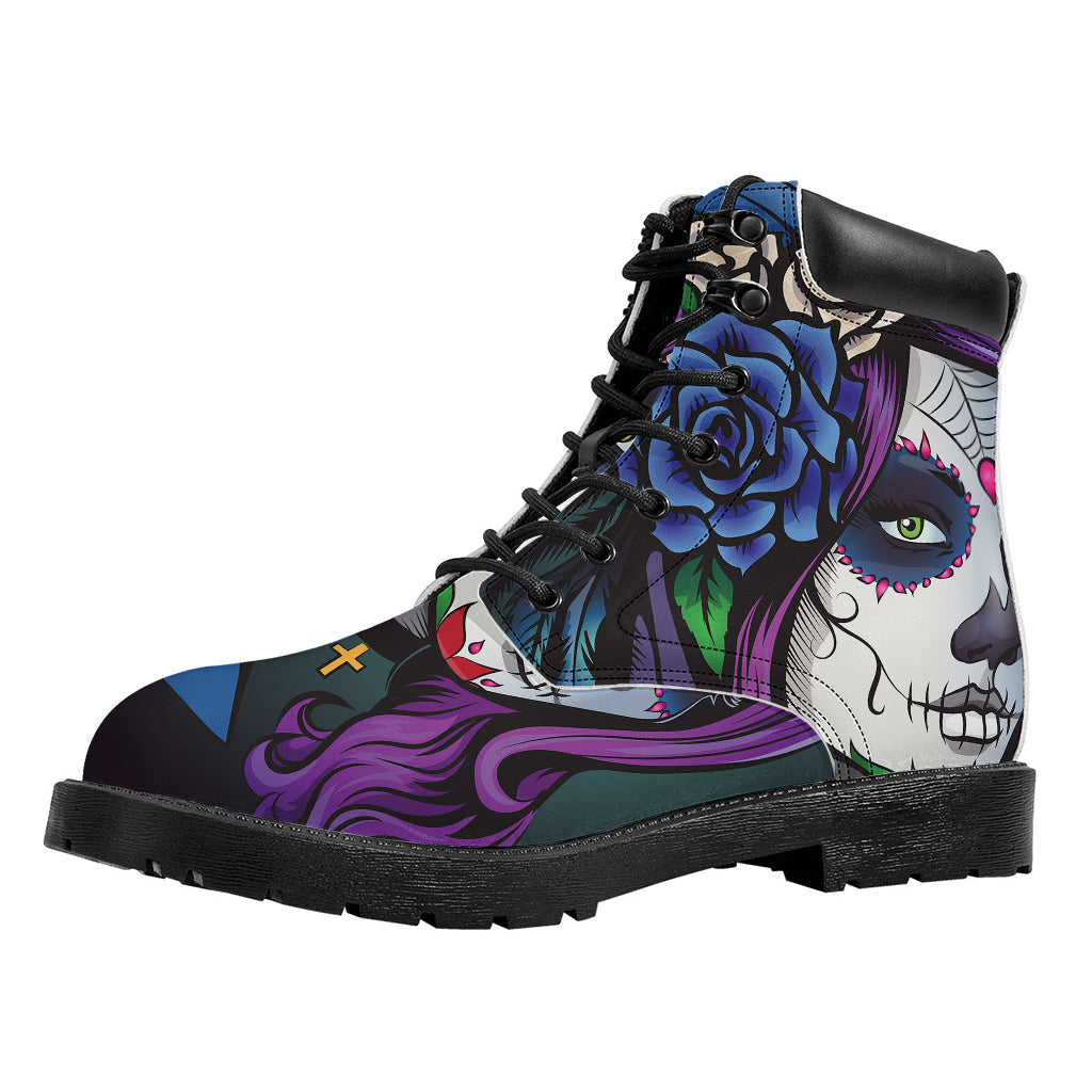 Calavera Girl Dia De Los Muertos Print Work Boots