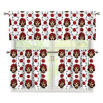 Calavera Girl Skull Pattern Print 3 Piece Kitchen Curtains