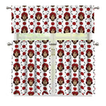 Calavera Girl Skull Pattern Print 3 Piece Kitchen Curtains