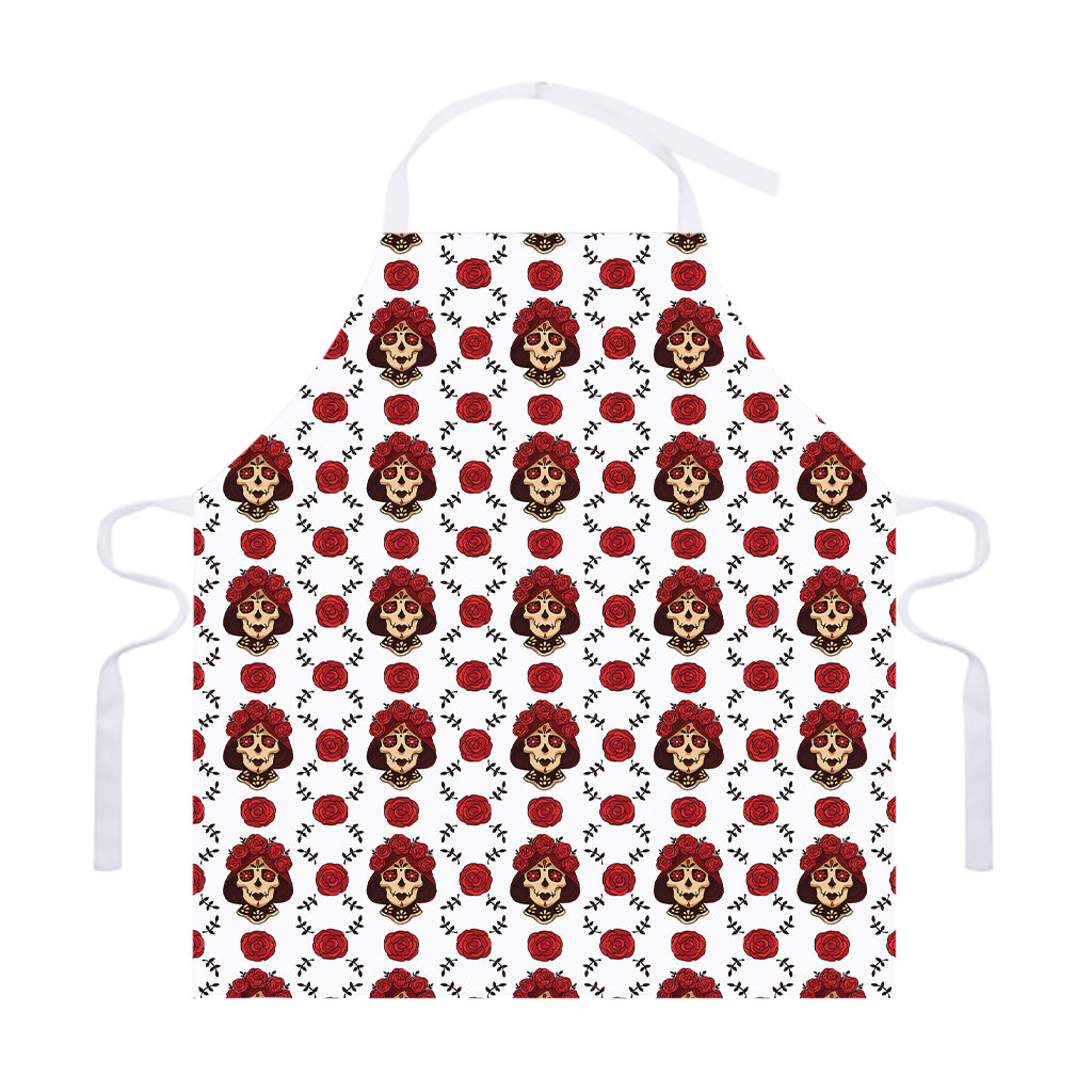 Calavera Girl Skull Pattern Print Adjustable Apron