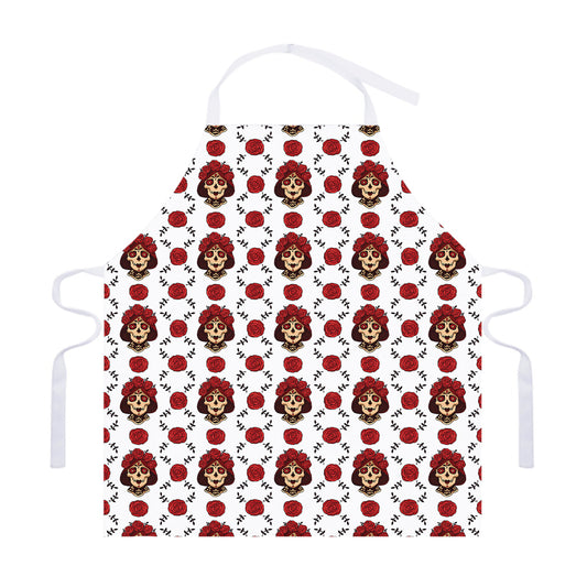 Calavera Girl Skull Pattern Print Adjustable Apron