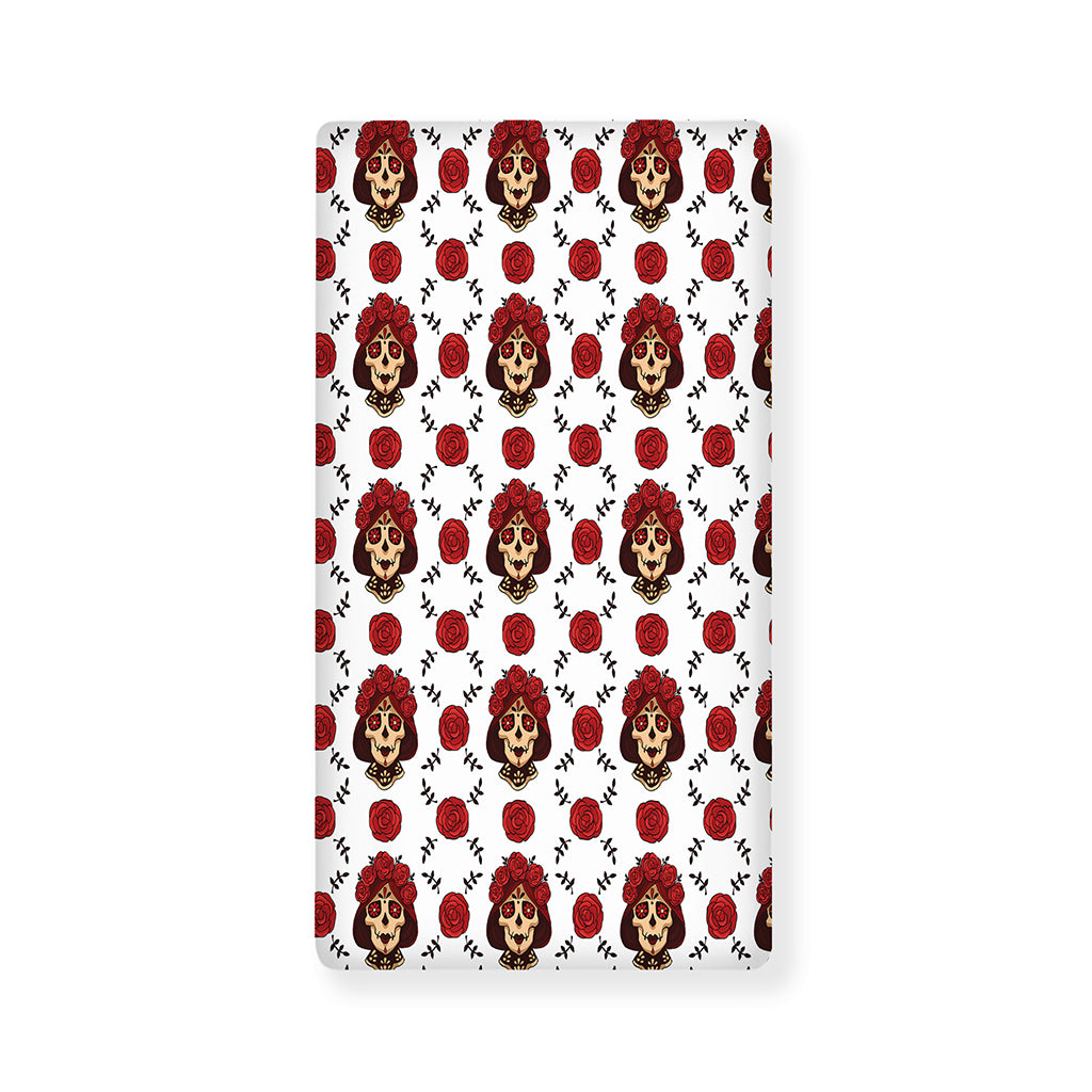 Calavera Girl Skull Pattern Print Baby Crib Sheet